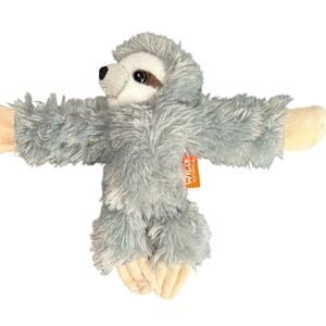 Wild Republic Gray Sloth Plush Toy- slap bracket- some wear- zoo animals